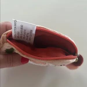 Pink and Green Embroidered Cosmetic Bag with Pom-Poms thumbnail 3