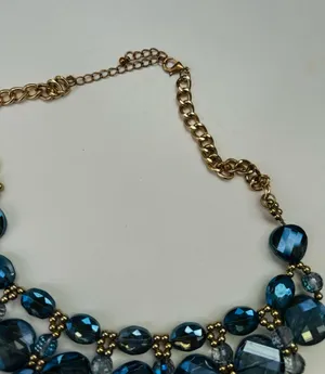 Blue & gold statement necklace Multiple thumbnail 4