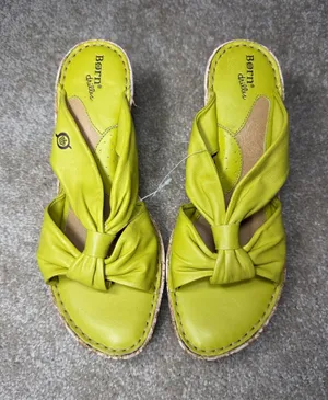 Born drillers Lime Green Knotted Slide Sandals Size 8 thumbnail 1