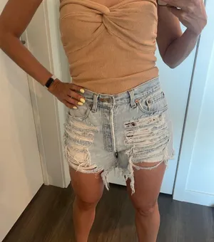 Levis denim light wash shorts thumbnail 3