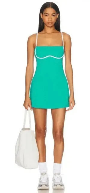 Alo Yoga Airbrush Streamlined Dress Spruce Green/White M thumbnail 1