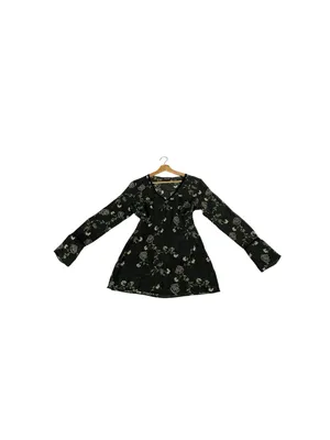Vintage Y2K New York & Company Sheer Floral Blouse Whimsigoth Bell Sleeve M thumbnail 5