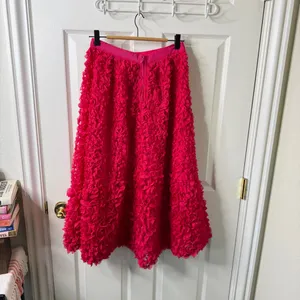 Anthropologie Pink Maeve Floral Appliqué Skirt Midi Womens‎ Size 2 thumbnail 8
