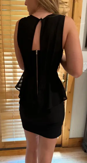 Black Mini Dress With Ruffle thumbnail 1