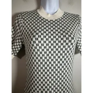 Abercrombie & Fitch Green White Checkerboard Mock Neck Bodycon Sweater Dress SP thumbnail 2