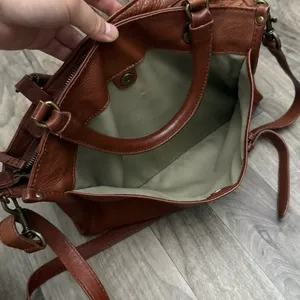 American Leather Co Long Beach Satchel Crossbody Bag Brandy Brown thumbnail 9