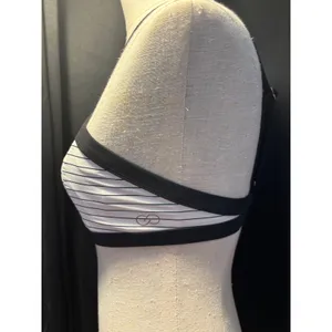 Calia by Carrie Underwood White Black Pinstripe High Neck Sports‎ Bra Small thumbnail 2