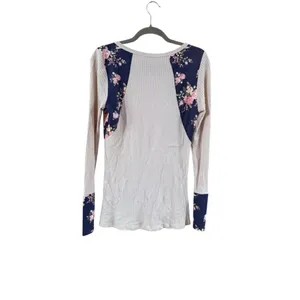 Women's P.S. Kate Long Sleeve Tee M Beige Navy Floral thumbnail 3