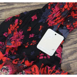 NWT Free People Venice Floral Tie Front Top OB1434186 Night Combo Red Black L thumbnail 4