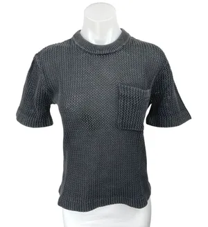 Abercrombie & Fitch Black Open Knit Short Sleeve Pocket Tee T-Shirt Top Size XS thumbnail 1