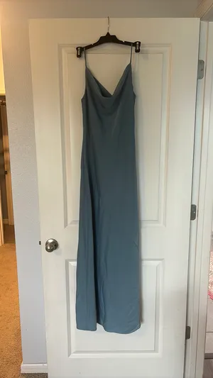 Rachel Zoe Dusty Blue Satin Dress thumbnail 2