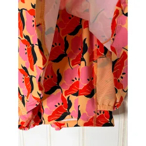 Free People Floral Print Tennis Skirt Shorts Pink Orange Pleats and Thank You L thumbnail 6