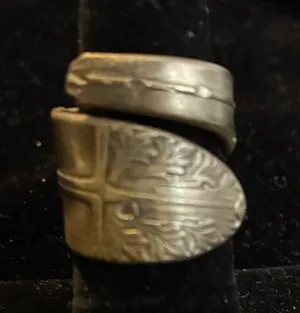 Vintage silver plated spoon ring size 6 thumbnail 1