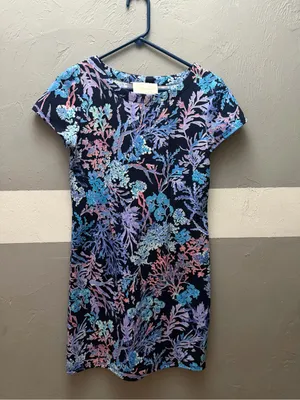 Pappagallo Navy Floral Short-Sleeve Shift Dress thumbnail 4