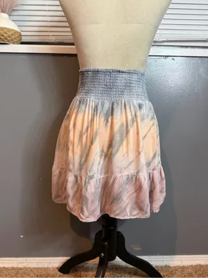 Vintage Havana Pastel Tie Dye Ruffle Skirt Smocked Waist Boho Small thumbnail 6