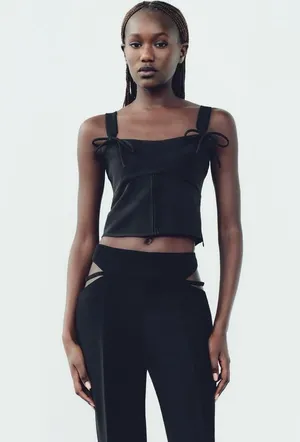ZARA Bow Corset Top thumbnail 1