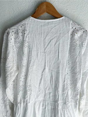 Zara White Eyelet Embroidered Boho Romantic Maxi Dress XS Cottagecore thumbnail 8