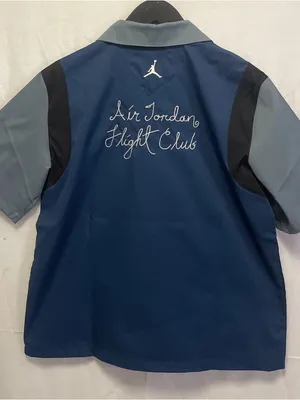 Jordan Blue Button Down Shirt‎ with White Embroidered Air Jordan Script thumbnail 8
