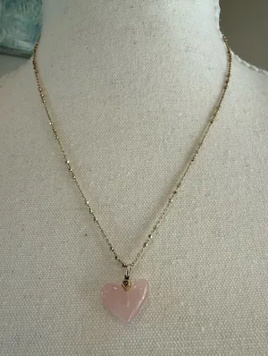 Kendra Scott Poppy Heart Necklace Rose Quartz Pink Gold Retired thumbnail 1