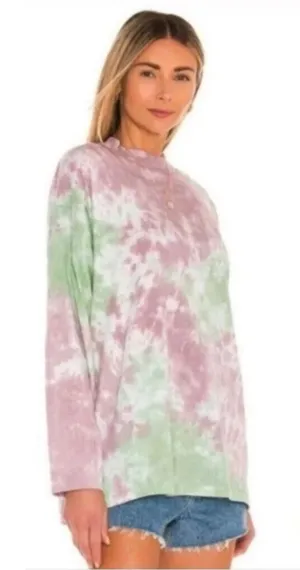 We The Free Free People Be Free‎ Tie Dye Tee Sz S Purple Green Mock Neck Tie-dye thumbnail 1