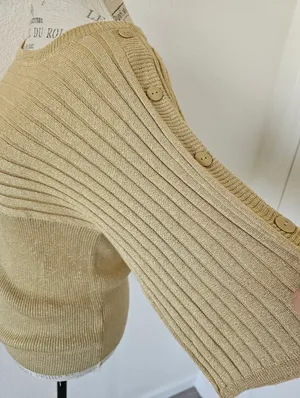 Joseph A. Vintage Shimmery Gold Lurex Knit Pullover Sweater - Size Large thumbnail 4