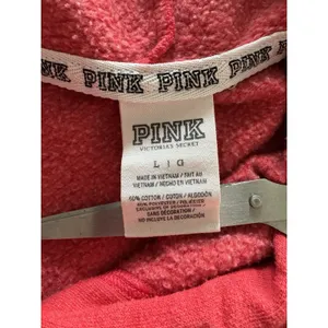 PINK Victoria’s Secret Red Hoodie Women’s Large Spellout Logo Pullover thumbnail 6