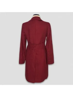 Banana Republic Wool Blend Pea Coat Red Burgundy Extra Small thumbnail 2