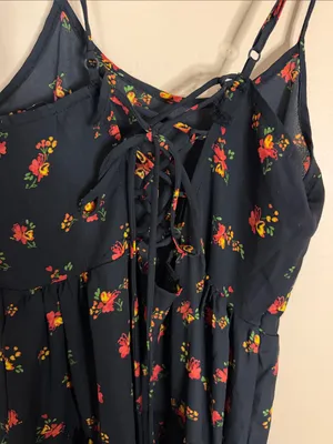 Heart Hips Black Mini Sundress with Red and Yellow Floral thumbnail 4