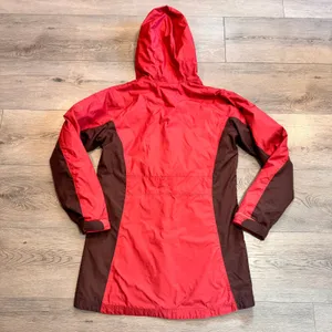 Columbia Womens Rain Jacket Hooded Size Pink Small S Colorblock Lightweight Coat thumbnail 2