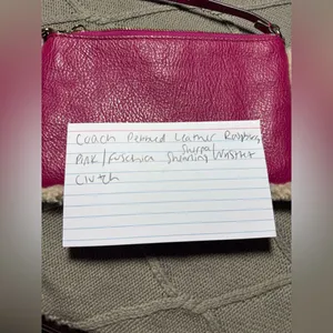 VTG COACH Pebbled Leather Shearling Sherpa Wristlet Raspberry Pink Fuschia thumbnail 8