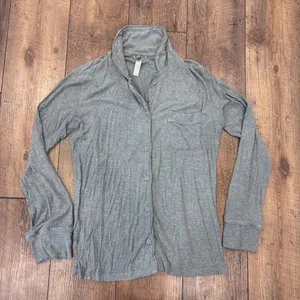 Skims Heather Gray Ribbed Modal Blend Long Sleeve Soft Lounge Sleep Top Size S thumbnail 2
