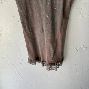 Daytrip Y2k Tank Top Womens‎ Small Brown Lace Trim Ribbed Sleeveless Boho thumbnail 3