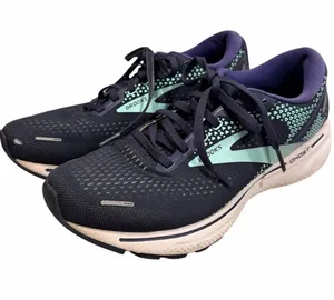 Brooks Ghost Neutral Running Shoes Womens 8.5 Medium Navy Teal Cushioned Trainer thumbnail 1