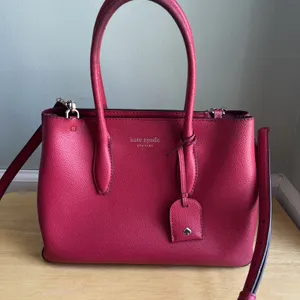 Kate Spade New York Red Leather Satchel Top Handle Crossbody Bag Medium thumbnail 1