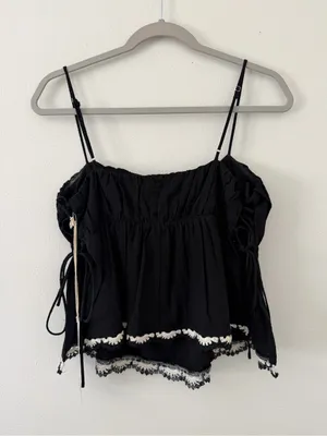 Anthropologie NWT Lumiere Lillian Lace Side Tie Romantic Summer Cotton/rayon tank size medium thumbnail 9