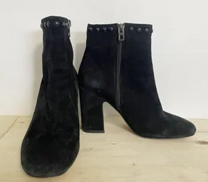 Coach Size 7.5 Boots Block Heel Black Studded thumbnail 5