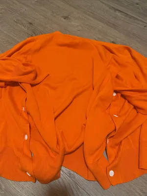Gretchen Scott Designs Vibrant Orange Button Cardigan Size L thumbnail 4