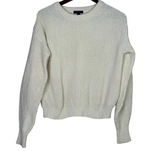 J. Crew Wool Blend Cable Knit Relaxed Fit Long Sleeve Crew Neck Sweater XS Cream thumbnail 1