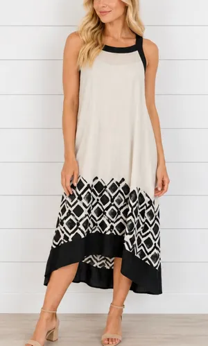 DKNYC square neck black and white high low dress M thumbnail 1