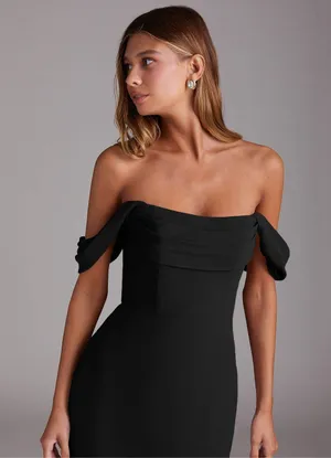 ✨Azazie Black A-Line Off the Shoulder Chiffon Convertible Sz A2 Dress✨ thumbnail 5
