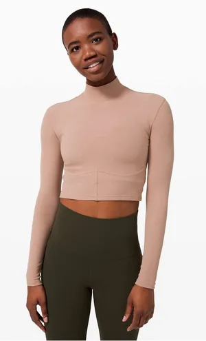 Lululemon LA Turtleneck Long Sleeve in Soft Sand Women’s Size 4 Athletic Top thumbnail 1