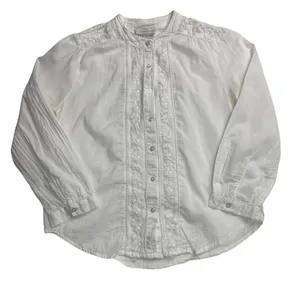Lucky Brand Embroidered Cotton Blouse White XS Romantic Boho Prairie thumbnail 6