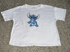 Disney 100 Lilo and Stitch Women's‎ Cream Pajamas Short Sleeve Shirt Size XL thumbnail 1