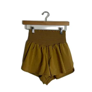 Offline by Aerie Women's Size S Real Me Smocked Running Tan Shorts‎ gym exercise thumbnail 2