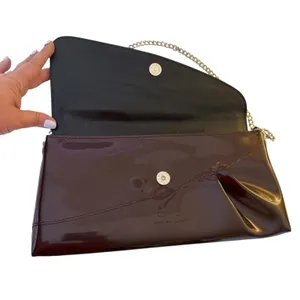 Beijo Patent Leather and Leopard Print Clutch Chain Strap Retro 90s Animal thumbnail 3