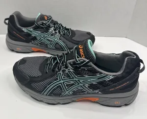 ASICS Gel Venture 6 Women’s 9 Black Teal Orange Trail Shoes T7G6Q thumbnail 1