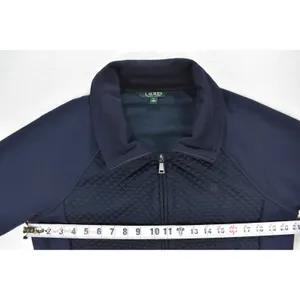 Lauren Ralph Lauren Navy Blue Quilted Front Full Zip Jacket XL Raglan Sleeve thumbnail 3