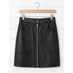 Love Tree black zip front faux leather mini skirt small thumbnail 7