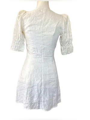 Reformation Clay Dress with mini Linen cut out puff shoulder thumbnail 5