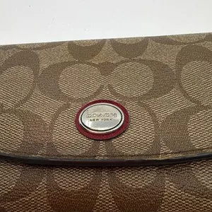 Coach Signature C Flap Brown Coated Canvas Wallet thumbnail 2